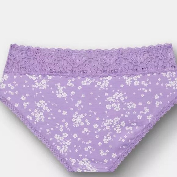 Torrid Panties 2X Hipster Purple Ditsy Cotton Mid Rise Panty Scalloped Waist New - Picture 3 of 3